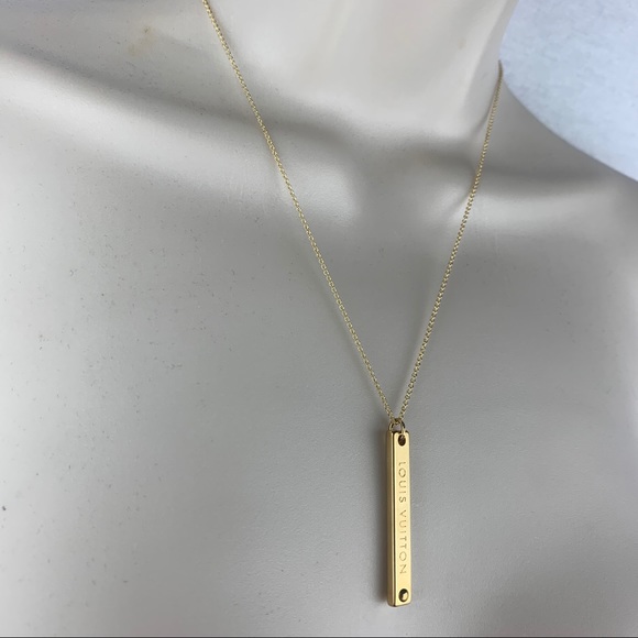 LOUIS VUITTON Bar Charm Necklace 16” or 18” Chain - Picture 3 of 11